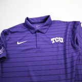 TCU Horned Frogs Nike Dri-Fit Polo Men's Purple/Striped Used M-TOPS-163541