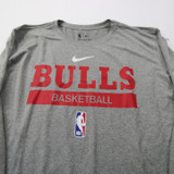Chicago Bulls Nike NBA Authentics Long Sleeve Shirt Men's Gray Used XLT TOPS-163613