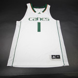 Miami Hurricanes adidas Practice Jersey - Basketball Men's New White/Dark Green M-JRSY-010520
