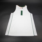 Miami Hurricanes adidas Practice Jersey - Basketball Men's New White/Dark Green M-JRSY-010520