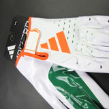Miami Hurricanes adidas adizero Gloves - Receiver Men's White/Orange New 4XL-EQPT-006572