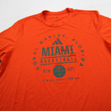 Miami Hurricanes adidas Aeroready Short Sleeve Shirt Men's Orange Used L-TOPS-173959