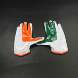 Miami Hurricanes adidas adizero Gloves - Receiver Men's White/Orange New 3XL-EQPT-006637
