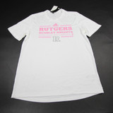 Rutgers Scarlet Knights adidas Aeroready Short Sleeve Shirt Men's Used White/Pink-TOPS-173658