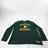 Oakland Athletics Nike MLB Authentic Long Sleeve Shirt Men's Green Used 2XL-TOPS-174906