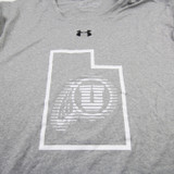 Utah Utes Under Armour HeatGear Short Sleeve Shirt Men's Light Gray Used M TOPS-182707