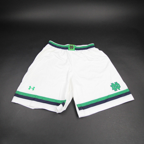 Notre Dame Fighting Irish Under Armour Game Shorts Men's White/Green Used-SHOR-027475