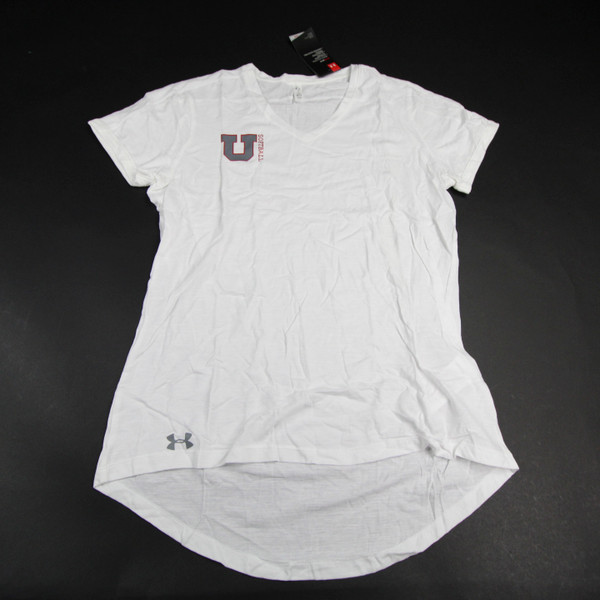 Utah Utes Under Armour HeatGear Short Sleeve Shirt Women's White New L-TOPS-129512