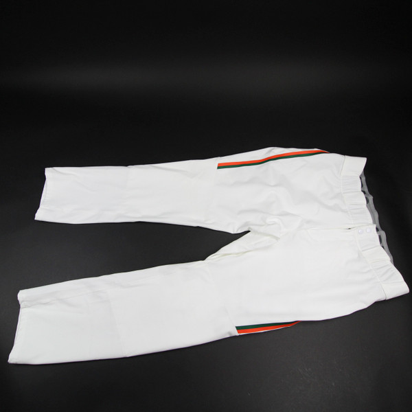 Miami Hurricanes adidas Baseball Pants Men's White/Green Used-PNTS-027710