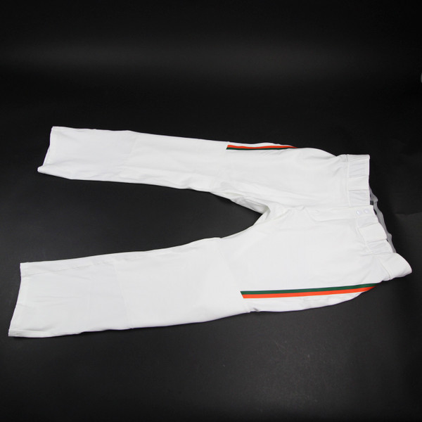 Miami Hurricanes adidas Baseball Pants Men's White/Green Used-PNTS-027761