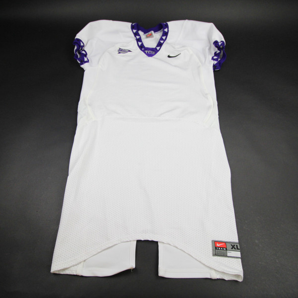 TCU Horned Frogs Nike Game Jersey - Football Men's White/Purple Used-JRSY-007901