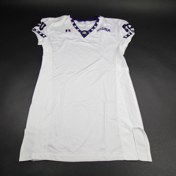TCU Horned Frogs Russell Athletic Game Jersey - Football Men's White Used-JRSY-007903