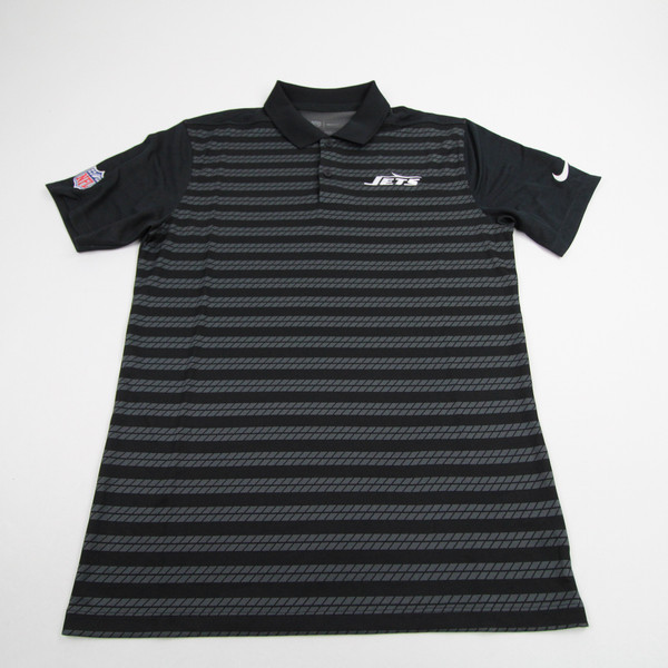 New York Jets Nike NFL On Field Dri-Fit Polo Men's Black/Striped Used-TOPS-135701