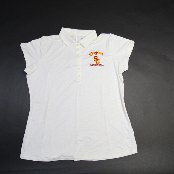 USC Trojans Nike Golf Tour Performance Polo Women's Off-White Used 2XL-TOPS-137443