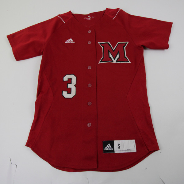 Miami RedHawks adidas Game Jersey - Softball Women's Red Used-JRSY-008117
