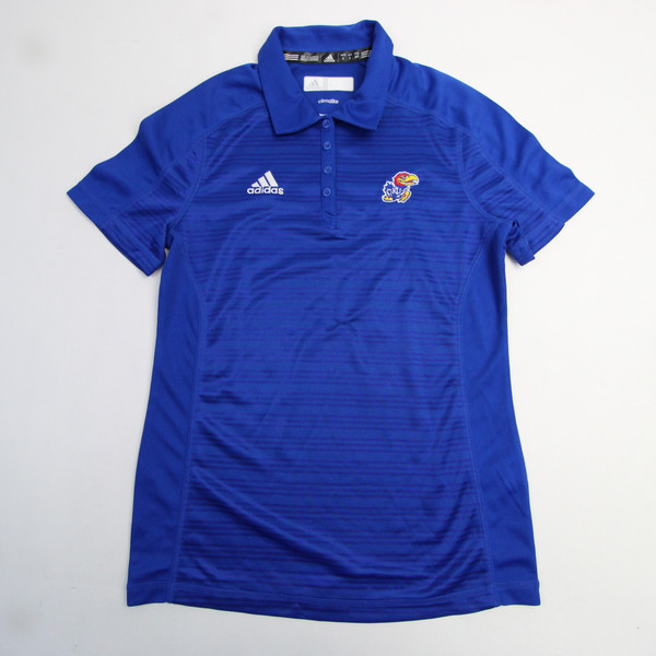 Kansas Jayhawks adidas Climalite Polo Women's Blue/Striped Used S-TOPS-143761