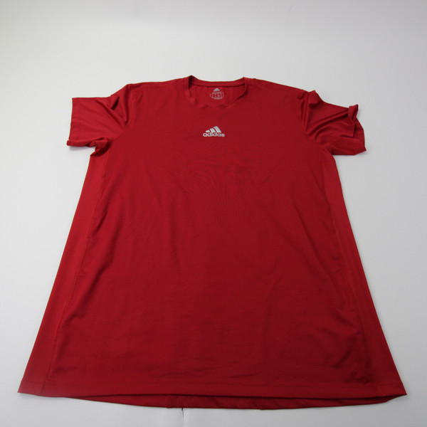 adidas Primegreen Short Sleeve Shirt Men's Red Used 2XL-TOPS-144088