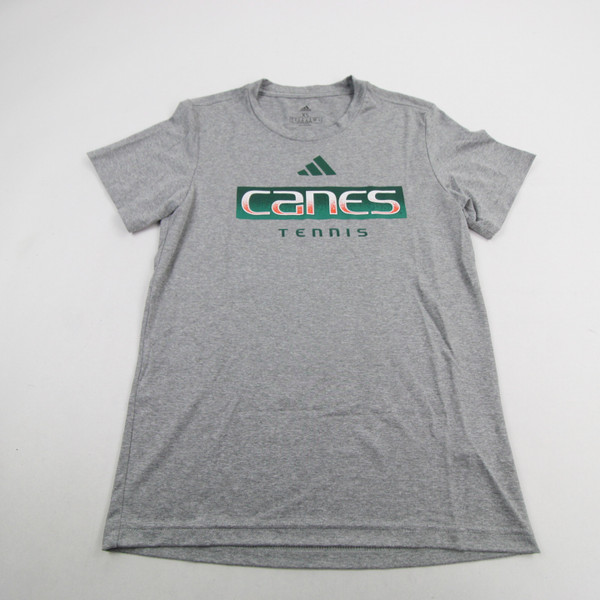 Miami Hurricanes adidas Short Sleeve Shirt Women's Gray New-TOPS-144898