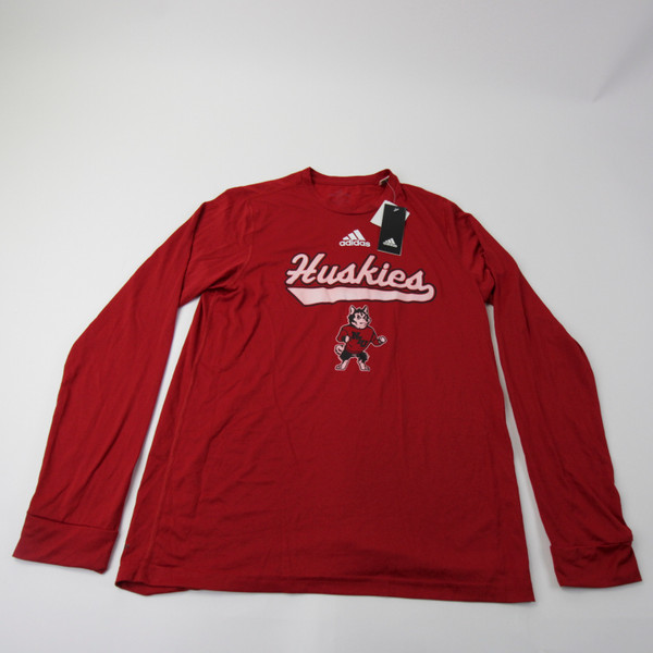 NIU Huskies adidas Long Sleeve Shirt Men's Red New S-TOPS-146183