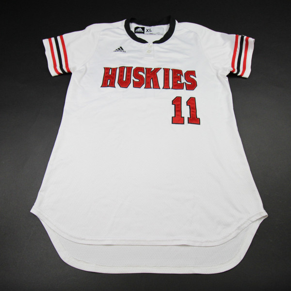 NIU Huskies adidas Game Jersey - Softball Women's White Used-JRSY-008692