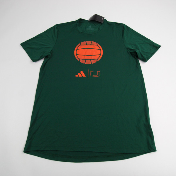 Miami Hurricanes adidas Short Sleeve Shirt Men's Dark Green New M-TOPS-148988
