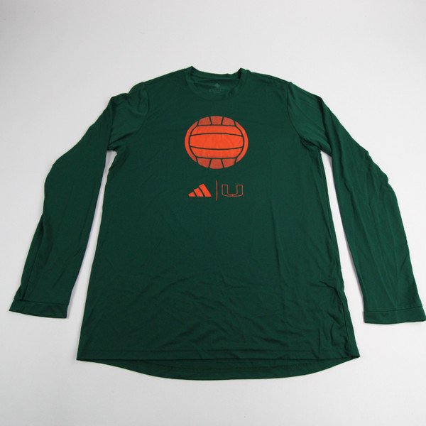 Miami Hurricanes adidas Long Sleeve Shirt Men's Dark Green New M-TOPS-148990