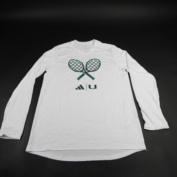 Miami Hurricanes adidas Aeroready Long Sleeve Shirt Men's White Used-TOPS-149192