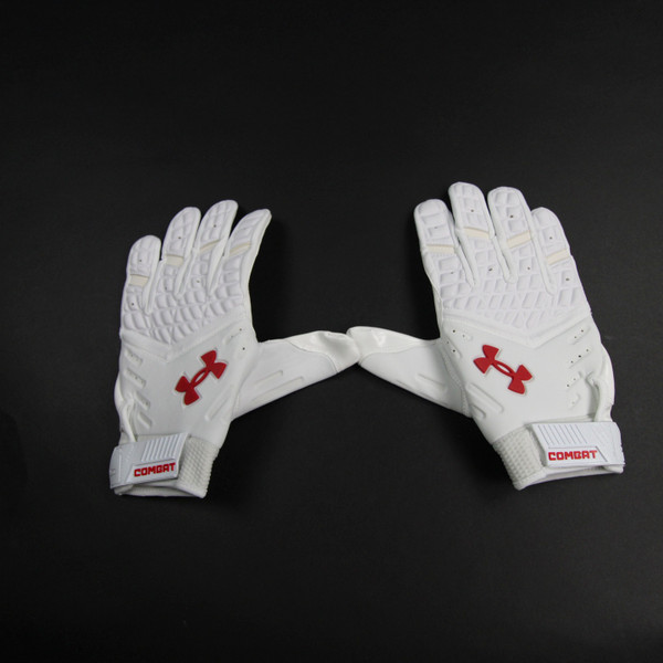 Under Armour Gloves - Lineman Men's White/Red New with Tags-EQPT-005404