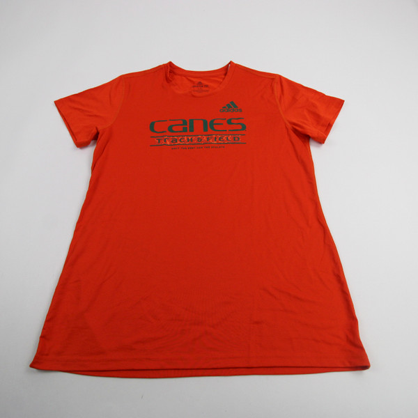 Miami Hurricanes adidas Aeroready Short Sleeve Shirt Women's Orange New L-TOPS-149970