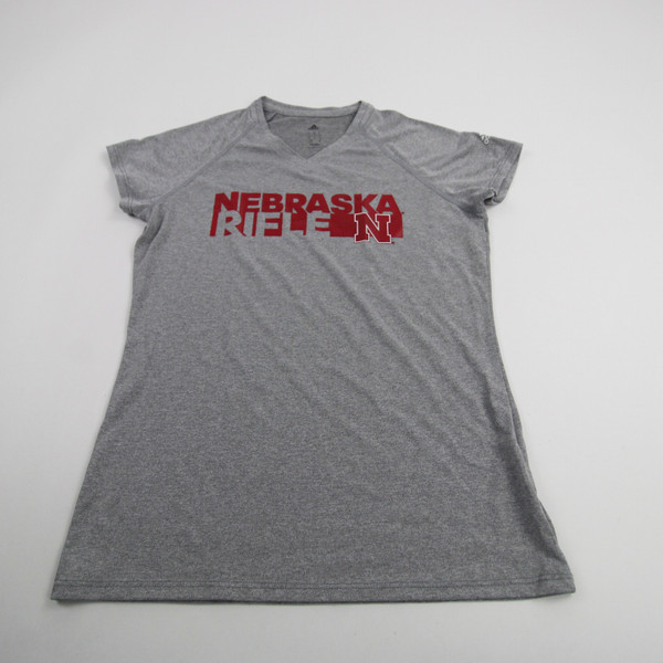 Nebraska Cornhuskers adidas Climalite Short Sleeve Shirt Women's Gray New S-TOPS-149980