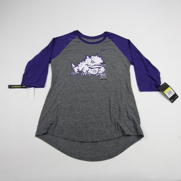 TCU Horned Frogs Nike Nike Tee Long Sleeve Shirt Women's Gray New with Tags S TOPS-155342