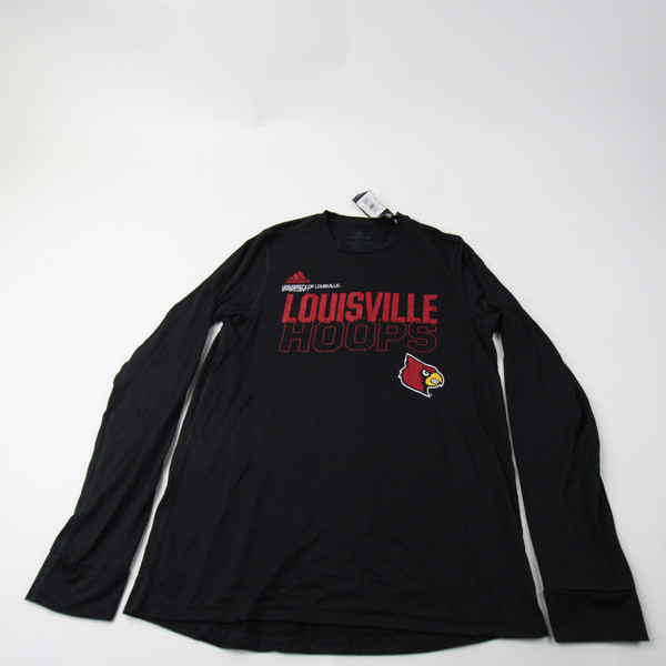 Louisville Cardinals adidas Long Sleeve Shirt Men's Black New S-TOPS-155711