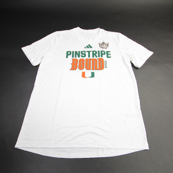 Miami Hurricanes adidas Aeroready Short Sleeve Shirt Men's White New M-TOPS-163125
