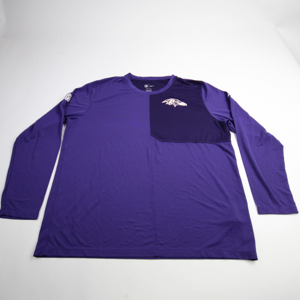 Baltimore Ravens Nike NFL On Field Dri-Fit Long Sleeve Shirt Men's Purple Used 2XL-TOPS-163487
