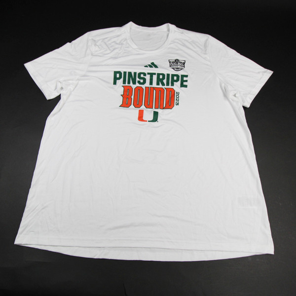Miami Hurricanes adidas Aeroready Short Sleeve Shirt Men's White New 2XL-TOPS-164923