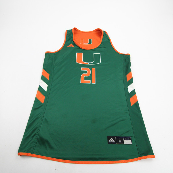 Miami Hurricanes adidas Practice Jersey - Basketball Women's Used Orange/Green M-JRSY-010025