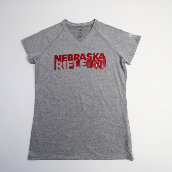 Nebraska Cornhuskers adidas Climalite Short Sleeve Shirt Women's Gray Used S TOPS-166022