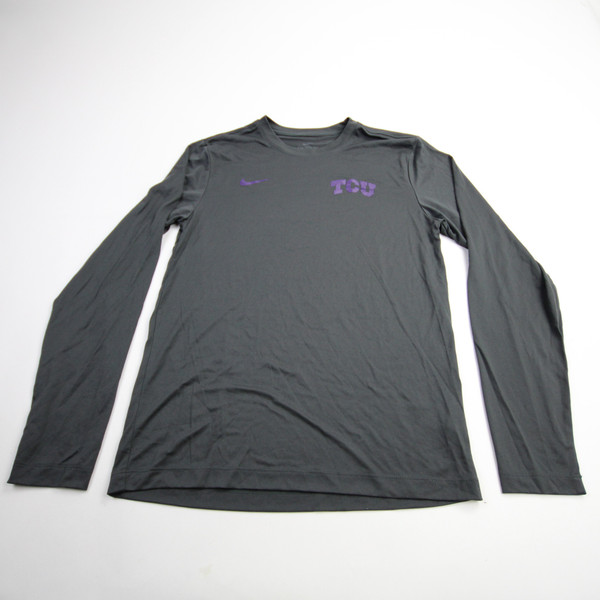 TCU Horned Frogs Nike Dri-Fit Long Sleeve Shirt Men's Gray New-TOPS-163557