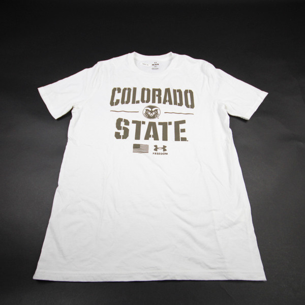 CSU Rams Under Armour Short Sleeve Shirt Men's White Used M TOPS-168753