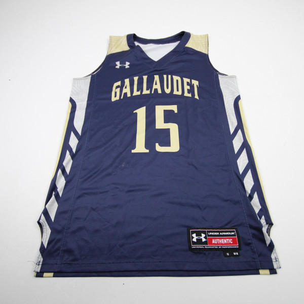 Gallaudat Bison Under Armour Game Jersey - Basketball Women's Navy/Gold Used M-JRSY-010544