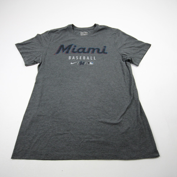 Miami Marlins Nike MLB Authentic Short Sleeve Shirt Men's Dark Gray Used L TOPS-171364