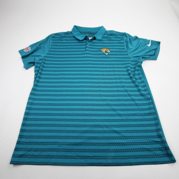 Jacksonville Jaguars Nike NFL On Field Polo Men's Teal/Striped Used 2XL-TOPS-171307