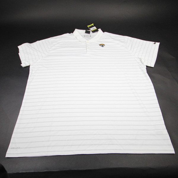 Jacksonville Jaguars Nike NFL On Field Polo Men's White/Striped New 4XL-TOPS-171295
