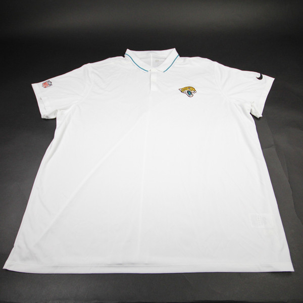 Jacksonville Jaguars Nike NFL On Field Polo Men's White/Teal New 4XL-TOPS-171305