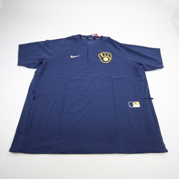 Milwaukee Brewers Nike MLB Authentic Pullover Men's Navy New-TOPS-171712