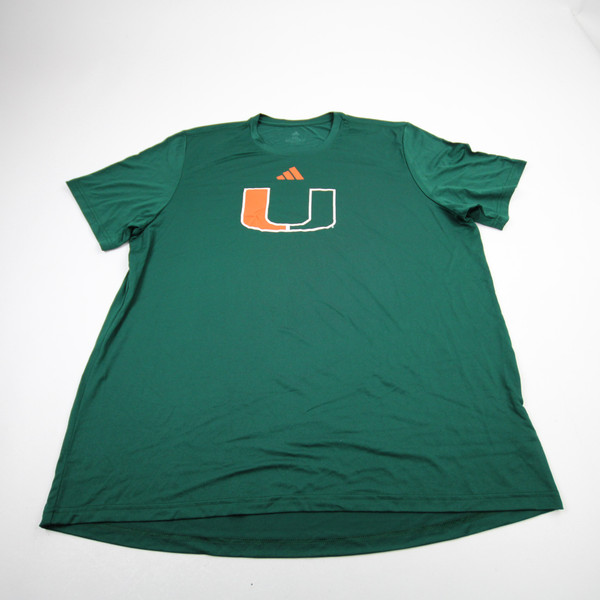 Miami Hurricanes adidas Short Sleeve Shirt Men's Dark Green New 2XL-TOPS-171826