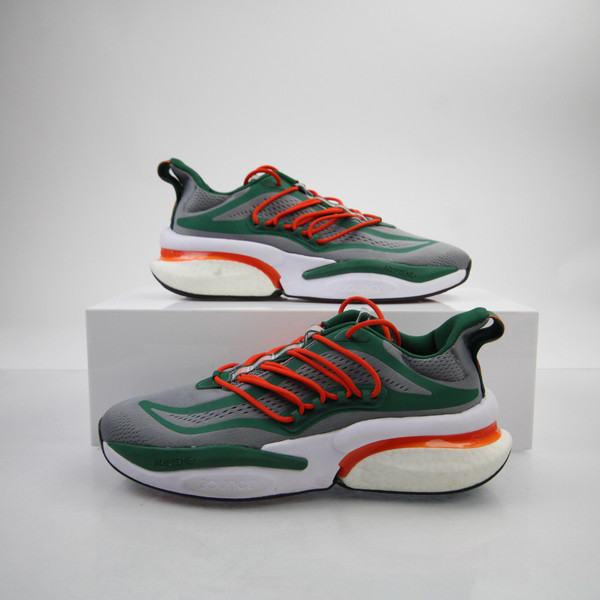 Miami Hurricanes adidas Alphaboost Running & Jogging Shoes Men's Used Gray/Dark Green 11.5-SHOE-021324