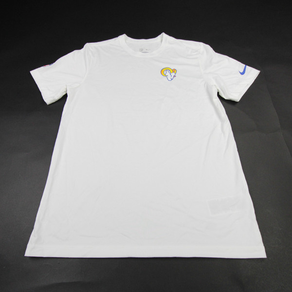 LA Rams Nike NFL On Field Dri-Fit Short Sleeve Shirt Men's White Used M-TOPS-171657