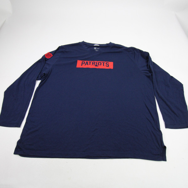 New England Patriots Nike NFL On Field Long Sleeve Shirt Men's Navy Used 3XL-TOPS-173311