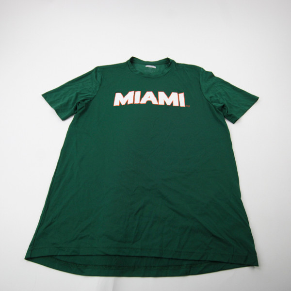 Miami Hurricanes adidas Aeroready Short Sleeve Shirt Men's Green Used M TOPS-173974